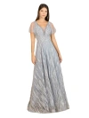 Lara New York Cape Sleeve V-neck Gown In Slate