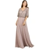 Lara New York Chiffon A-line Long Gown In Pink
