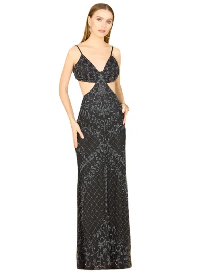 Lara New York Countess Beaded Prom Dress In Blackgunmetal