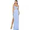 Lara New York Cutout Beaded Gown With Fringes In Periwinkle
