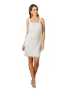 Lara New York Dakota Beaded Fringe Short Wedding Dress In White