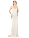 Lara New York Danika Floral Beaded Sheath Beaded Dress With Beaded Fringe In White