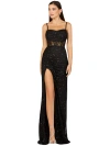 Lara New York Elegant Corset Gown With Slit In Black