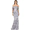 Lara New York Elegant Off Shoulder Embellished Gown In Slatemulti