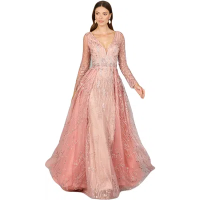 Lara New York Elegant Overskirt Dress With Long Sleeves In Blush