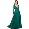 Lara New York Elegant Overskirt Dress With Long Sleeves In Green
