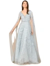 Lara New York Embellished Gown With Cape Sleeves In Blue