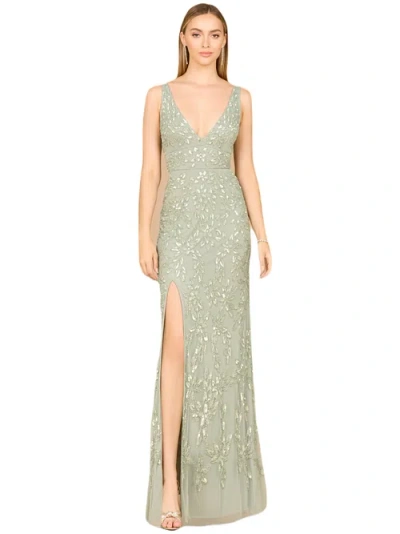 Lara New York Embellished Gown With Slit In Neutral