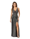 Lara New York Embellished Long Dress With Thigh High Slit In Black