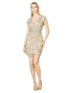 Lara New York Embellished Short Dress In Nudesilver