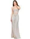 Lara New York Embellished Strapless Gown With Slit In Neutral