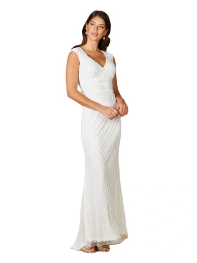 Lara New York Fabiana Cap Sleeve Beaded Wedding Gown In Ivory