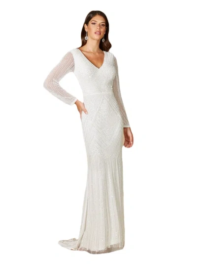 Lara New York Finley Sheer Sleeve Wedding Gown In Ivory