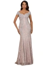 Lara New York Fitted Lace Mermaid Gown In Dusty Purple