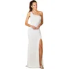 Lara New York Fleur One Shoulder Floral Beaded Wedding Gown In Ivory