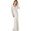 Lara New York Flora Beaded Long Sleeve Wedding Gown In Ivory
