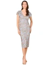 Lara New York Floral Beaded Midi Dress In Grey/multi