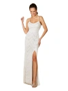 Lara New York Frenchie Spaghetti Strap Beaded Wedding Gown In Ivory