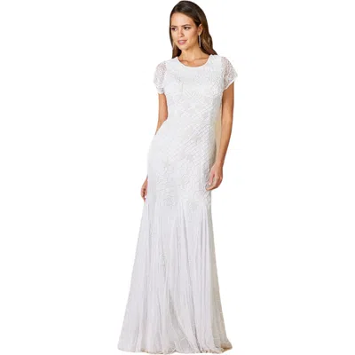 Lara New York Gale High-neck Beaded Wedding Dress In Ivory