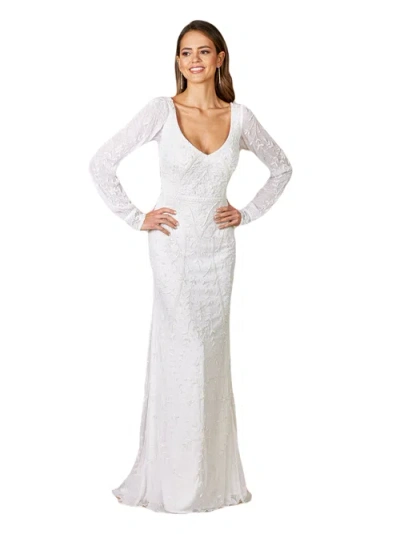 Lara New York Gigi Romantic Long Sleeve Wedding Dress In Ivory