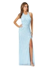 Lara New York Giselle Beaded Halter Gown With Slit In Periwinkle