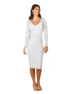 Lara New York Gloria Long Sleeve Beaded Midi Dress In Ivory