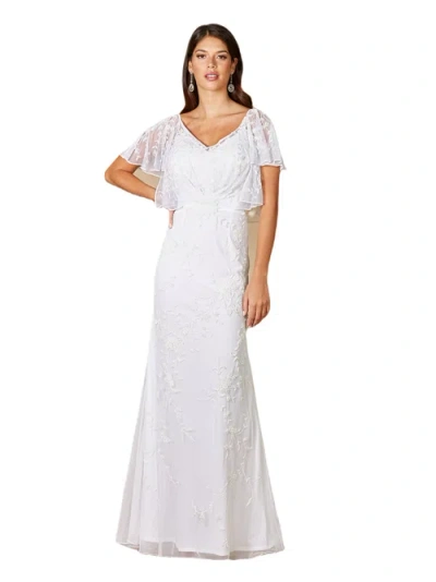 Lara New York Greyson Beaded Flutter Sleeve Wedding Dress In Ivory