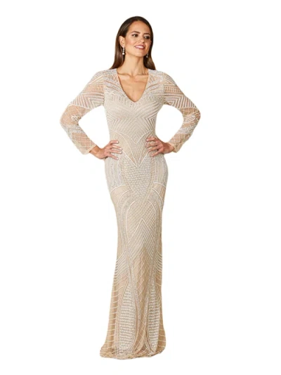 Lara New York Haley Beaded Dress Nude/ivory Bridal