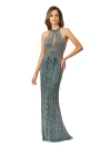 Lara New York Halter Neck Dress With Keyhole In Huntergreen