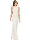 Lara New York Halter Neck Gown With Fringe In Ivory