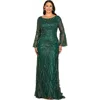 Lara New York High Neck Beaded Dress With Bell Sleeves In Green