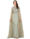 Lara New York High Neck Gown With Long Cape Sleeves