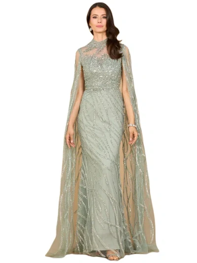Lara New York High Neck Gown With Long Cape Sleeves