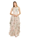 LARA NEW YORK LARA NEW YORK HIGH NECK, RUFFLED SKIRT PRINTED DRESS