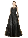 Lara New York High Neck Sheer Long Sleeve Embellished Gown In Black