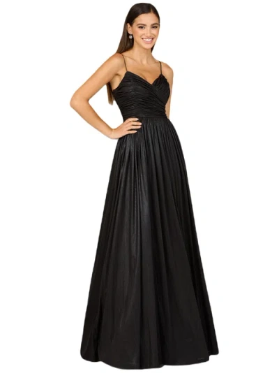 Lara New York High Slit Metallic Jersey Dress In Black