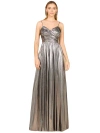 Lara New York High Slit Metallic Jersey Dress In Platinum