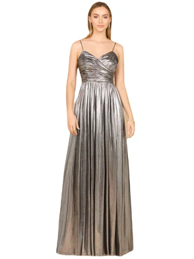 Lara New York High Slit Metallic Jersey Dress In Platinum