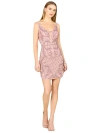 Lara New York Illusion V-neck Beaded Mini Dress With Low Back In Cashmere