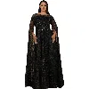 Lara New York Lace Gown With Dramatic Cape Sleeves In Black