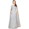 Lara New York Lace Gown With Dramatic Cape Sleeves In Slate