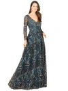 Lara New York Lace Gown With Long Sleeves In Darkblue