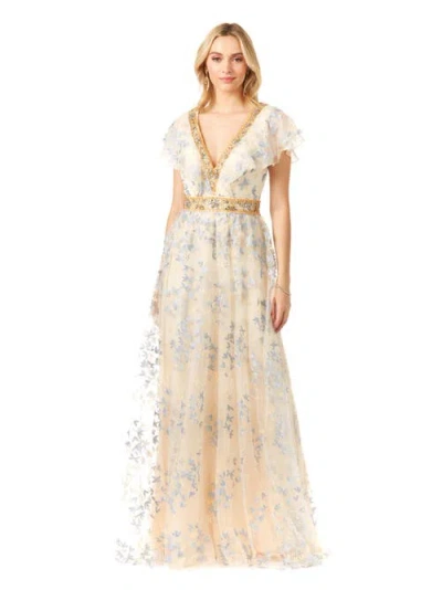 Lara New York Lace, V-neck Dress In Champagne