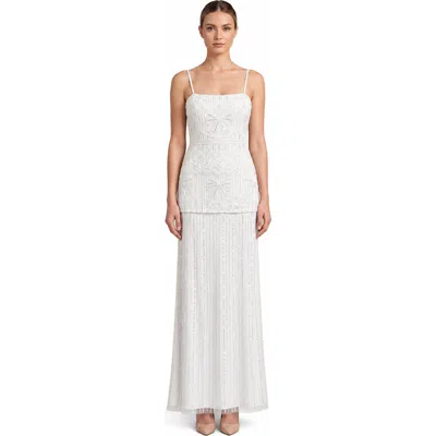 Lara New York Lara Beaded Spaghetti Strap Two Piece Gown In White