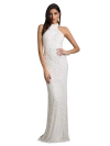 Lara New York Lattice-beaded Halter Neck Sheath Wedding Gown In White