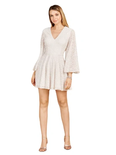 Lara New York Long Bell Sleeve Sequin Bridal Cocktail Dress In Ivory