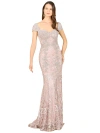 Lara New York Long Bell Sleeve V-neck Beaded Gown In Dustypurple