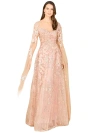 Lara New York Long Bell Sleeve V-neck Beaded Gown In Lightmauve