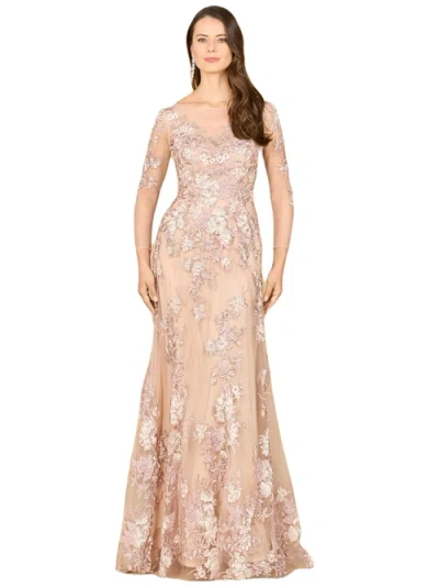 Lara New York Long Flutter Sleeves Beaded Dress In Blush