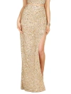 Lara New York Long Side-slit Beaded Skirt In Confetti